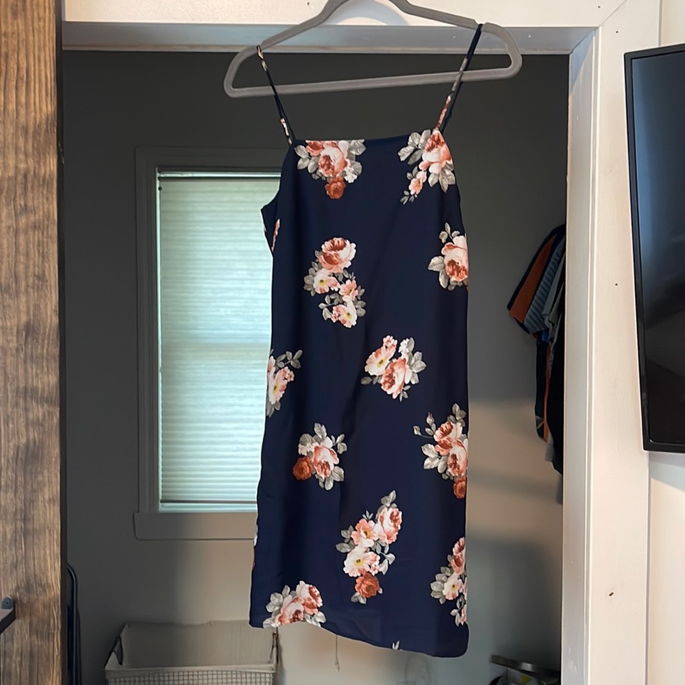 Navy dress with floral